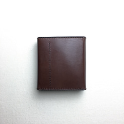 【手縫】チョコ色の小さなお財布〔本革ショートウォレット〕カード8枚お札10枚10玉円15枚 9枚目の画像