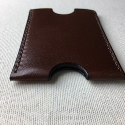 Suica・PASMO用チョコ色本革カードケース（焦茶糸） 5枚目の画像