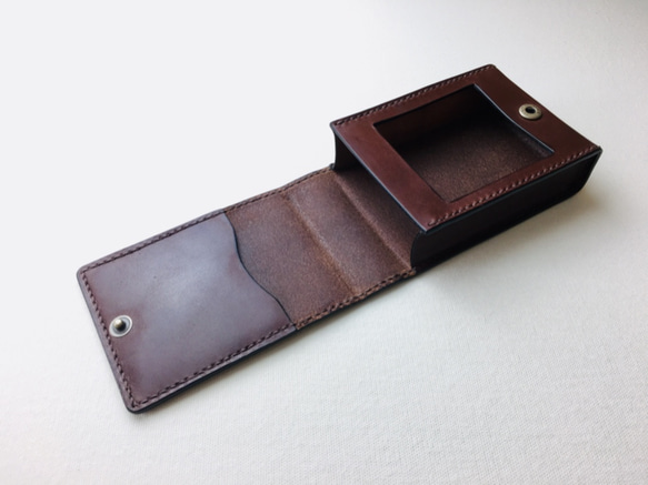 【手縫】チョコ色本革ウエットティッシュケース（又は2個ポケットティッシュ入る） 3枚目の画像