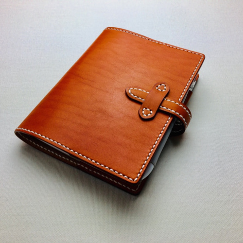 手縫】ほぼ日手帳day-freeオリジナルA6サイズ用キャメル色本革カバー