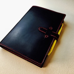手縫】ほぼ日手帳day-freeカズンA5用黒色本革カバー※アジャスト機能の