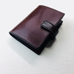 【手縫】チョコ色本革二つ折り財布（カード8＋お札1＋ファスナー式小銭入れ） 1枚目の画像