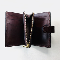 【手縫】チョコ色本革二つ折り財布（カード8＋お札1＋ファスナー式小銭入れ） 7枚目の画像