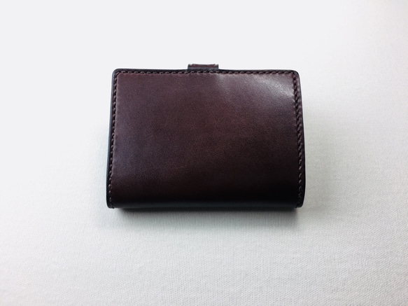 【手縫】チョコ色本革二つ折り財布（カード8＋お札1＋ファスナー式小銭入れ） 10枚目の画像