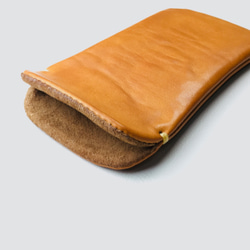 [手感皮革]駝色Xperia 5真皮保護殼☆透明保護殼/用於保險槓 第2張的照片
