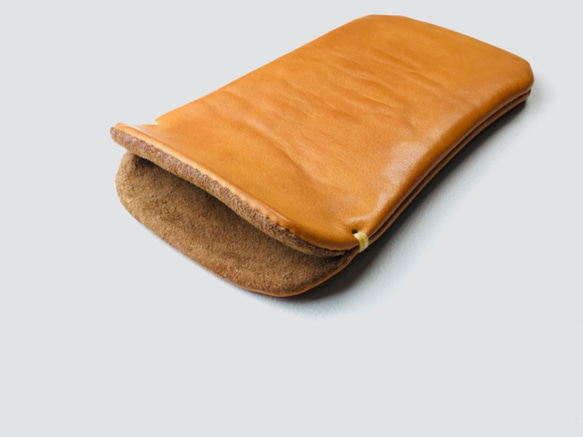 [手感皮革]駝色Xperia 5真皮保護殼☆透明保護殼/用於保險槓 第2張的照片