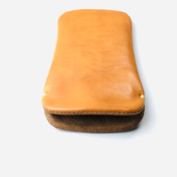[手感皮革]駝色Xperia 5真皮保護殼☆透明保護殼/用於保險槓 第10張的照片
