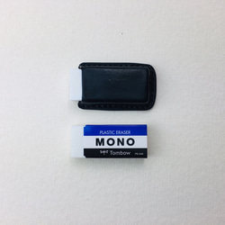 【手縫】Tombow MONO (PE-04A) 橡皮擦黑色真皮套（黑麻線） 第4張的照片