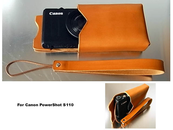 Canon S110用キャメル色本革ケース 1枚目の画像