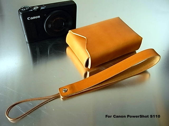 Canon S110用キャメル色本革ケース 3枚目の画像