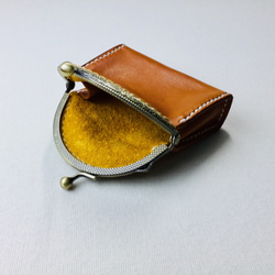 【手縫】キャメル色のがま口のお財布（小物入れやイヤホンケース、ピルケースなど） 6枚目の画像