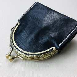 【手縫】黒色のがま口のお財布（小物入れやイヤホンケース、ピルケースなど） 8枚目の画像