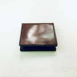 【手縫】巧克力色無現金真皮錢包【雙折錢包】6卡+收據袋（票據也OK） 第8張的照片