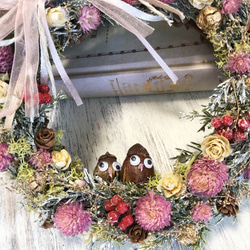 小鳥さんの冬支度リース クリスマスリース インテリア雑貨 2枚目の画像