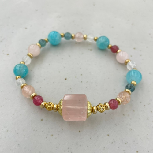 春の花〜さくら」ピンククリスタル天河石トルマリンホワイトクリスタル