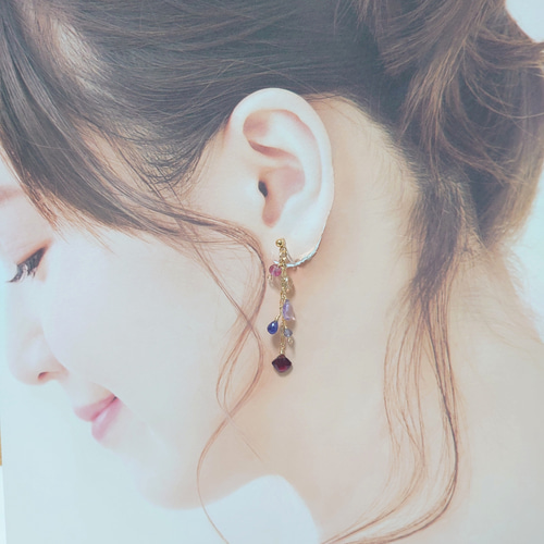 14kgf✨ガーネットとサファイアなど天然石のイヤリング／ピアス