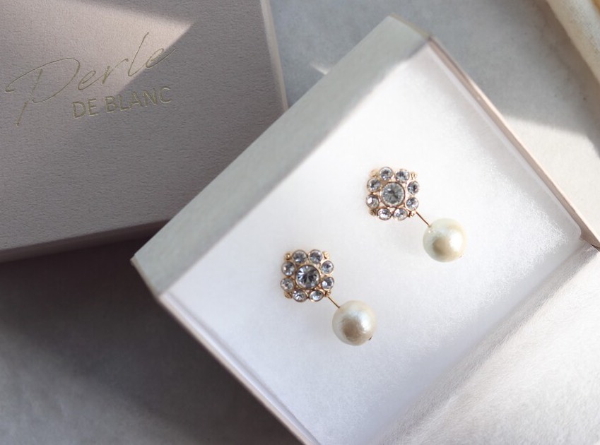 Crystal plant flower 14kgf or sv925 ピアス / イヤリング（アレルギー対応）