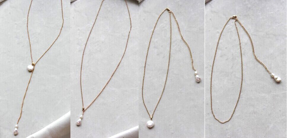 【Perle de blanc Jewelry】14kgf 5way pearl long necklace 6枚目の画像