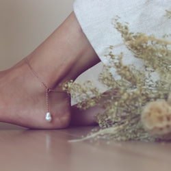 【Perle de blanc Jewelry】14kgf one pearl anklet 2枚目の画像