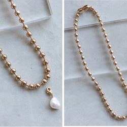 【gold】2way baroque pearl ball chain  necklace 7枚目の画像