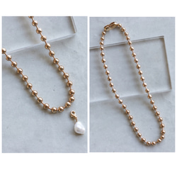 【ネックレス＆ブレスレット 】2way baroque pearl ball chain 2点セット　 7枚目の画像