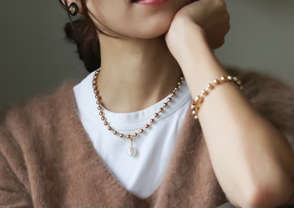 【silver】2way baroque pearl ball chain  necklace 8枚目の画像