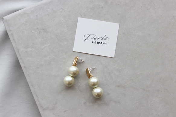 方形金色棉質珍珠耳環（防過敏） 第11張的照片