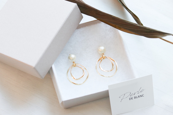 [再次上架] Cotton pearl &amp; w ring earrings/pierced earrings (抗過敏) 第7張的照片