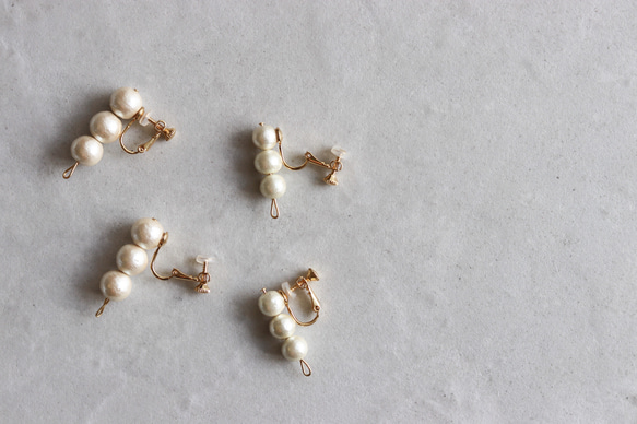 【中號】棉質珍珠線吊墜耳環/耳環（防過敏） 第2張的照片