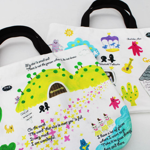 オリジナルデザインがかわいい！帆布素材で丈夫です！レッスンバッグ