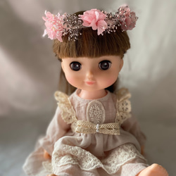 花冠　花かんむり　ソランちゃん　レミンちゃん　　ブライス人形　ヘアアクセ　ドレス ~pink&pink~ 2枚目の画像