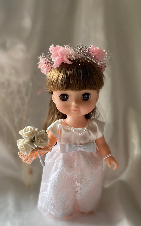 花冠　花かんむり　ソランちゃん　レミンちゃん　　ブライス人形　ヘアアクセ　ドレス ~pink&pink~ 3枚目の画像