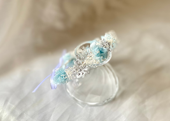 ソランちゃん　花冠　花かんむり　レミンちゃん　ブライス人形　ドレス　ヘアアクセ　~blue&silver~ 5枚目の画像