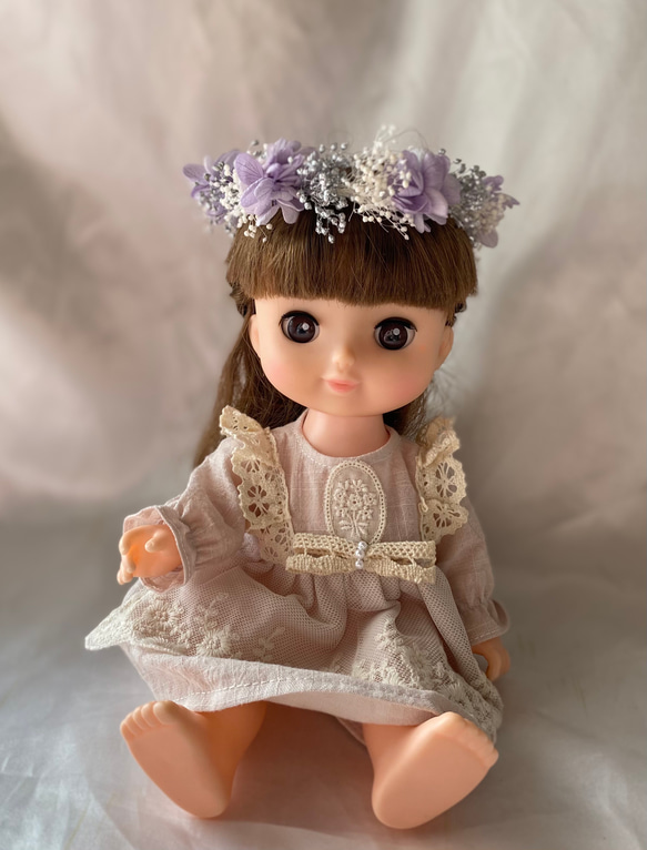 ソランちゃん　花冠　花かんむり　レミンちゃん　ブライス人形~lavender&silver~ 3枚目の画像
