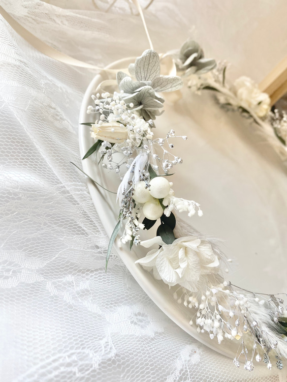 【送料無料】花冠　ブライダル　結婚式　前撮り　花かんむり~parl&gray~ 3枚目の画像