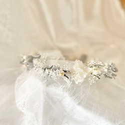 【送料無料】花冠　ブライダル　結婚式　前撮り　花かんむり~parl&gray~ 4枚目の画像
