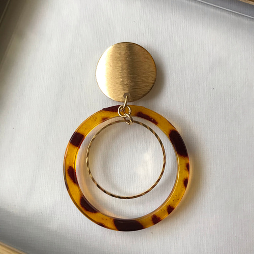 インポート✨ゴールド×べっ甲リングピアス/イヤリング ピアス