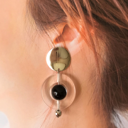 インポート✨シルバー×クリアリングピアス/イヤリング ピアス（その他  