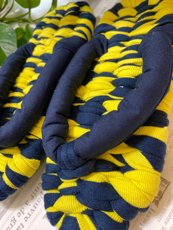 「L size」　履き心地抜群な手編みの布草履：雷ドン 3枚目の画像