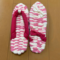 【送料無料】履き心地抜群な手編みの布草履：イチゴミルク 2枚目の画像