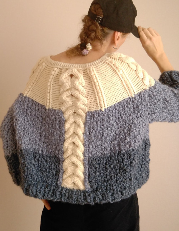 50%OFF￥58000→￥29000手編みセーターウール100％ファッションもこもこ暖かいスタイリッシュかぎ針編み 2枚目の画像