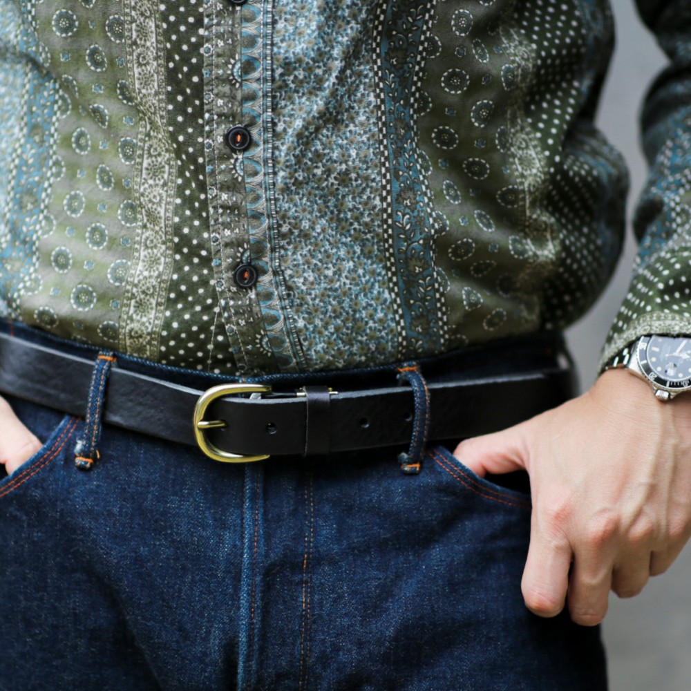 エトルスコ レザー ウォッシュ レザーベルト 30mm 日本製 ワルピエ社 メンズ ビジネス ブラック 黒 本革