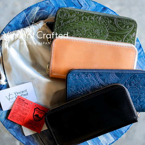 VINCENT CRAFTED WEB限定 日本製 栃木レザー 財布 ペイズリー ラウンド