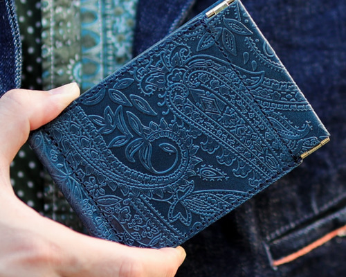 未使用級✨ ETRO マネークリップ ペイズリー柄 ネイビー ブラック