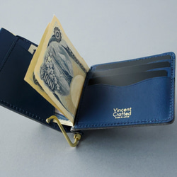 送料無料 栃木レザー マネークリップ 二つ折り 財布 口金 ペイズリー ブラック カードケース 小銭入れ コインケース 9枚目の画像