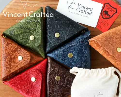 送料無料 栃木レザー ペイズリー 三角 コインケース 小銭入れ 小銭入れ