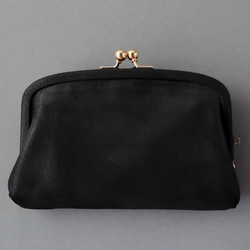 送料無料 蛇革 小さい財布 革巻き がま口 財布 スマートキー収納 フラグメントケース ブラック パイソン 8枚目の画像