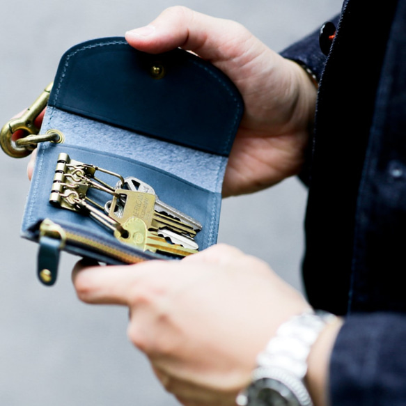 数量限定【お得な1000円引】色が選べるペアセット 栃木レザー ペイズリー キーケース ＆ コインケース 10枚目の画像