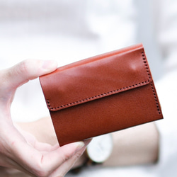 小さい財布 送料無料 栃木レザー 取り外せる コインケース ミニウォレット WAYNE チェスナット ミニ財布 3枚目の画像