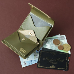 小さい財布 送料無料 栃木レザー 取り外せる コインケース ミニウォレット WAYNE ピスタチオ ミニ財布 6枚目の画像